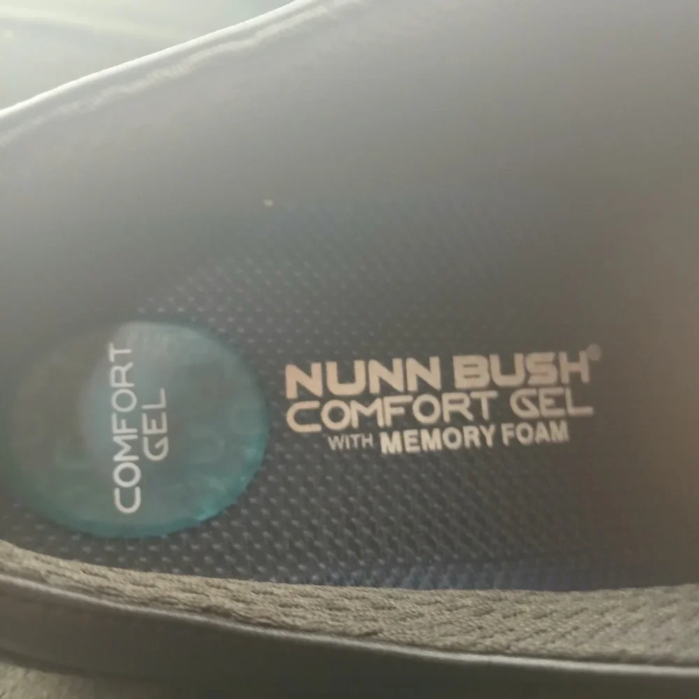 Nunn Bush Cap Toe Oxford 9M Black Leather Comfort Gel Memory Foam Dress Shoes